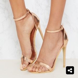 Prettylittlething rose gold strappy heel
